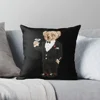 Gentleman Bear  Printing Throw Pillow Cover Throw Anime Comfort Soft Office Wedding Bedroom Cushion Pillows not include One Side 1