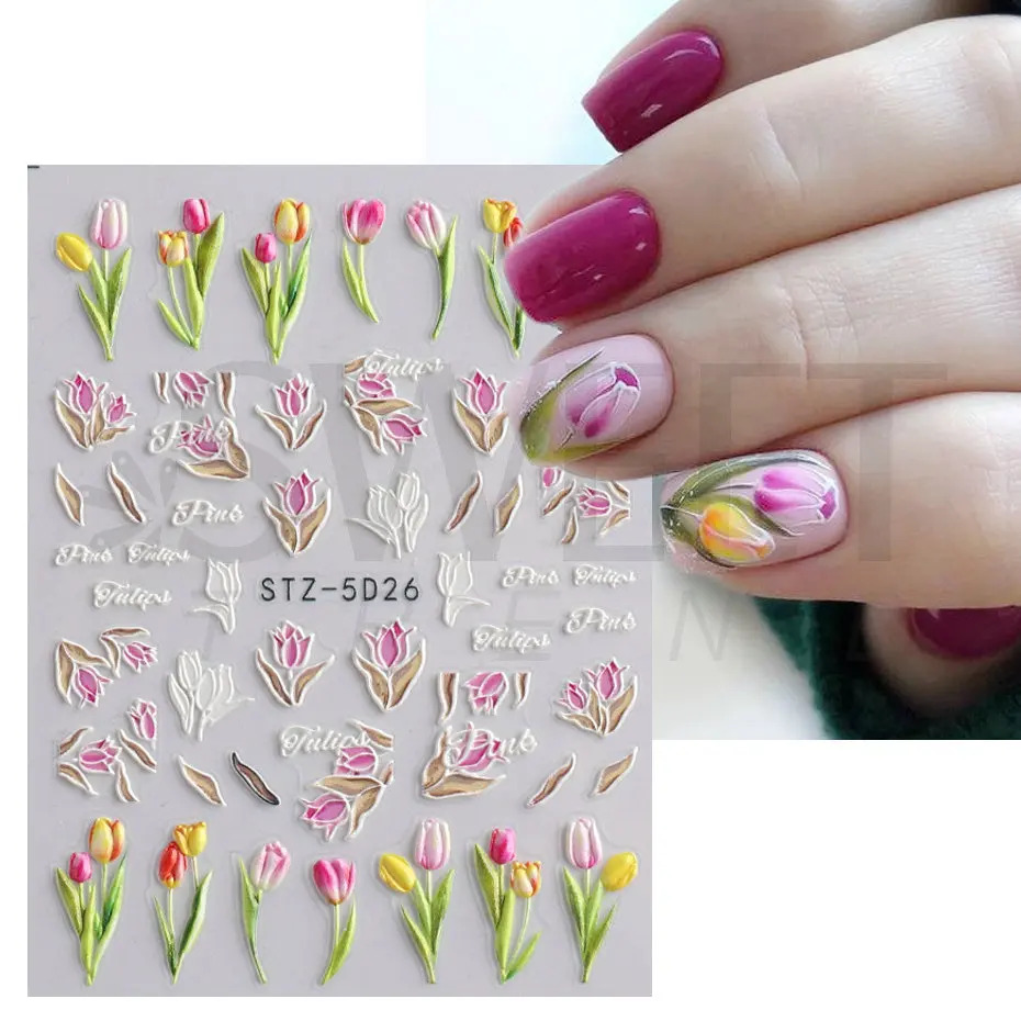 Mua DUOLEIMI Nail Stickers, Flower Tulip, Nail Stickers, 6 Pieces, Nail  Design, 3D Nail Art, Stickers, Flower, Gel Nails, Cute, Spring and Summer  trên Amazon Nhật chính hãng 2024 | Fado