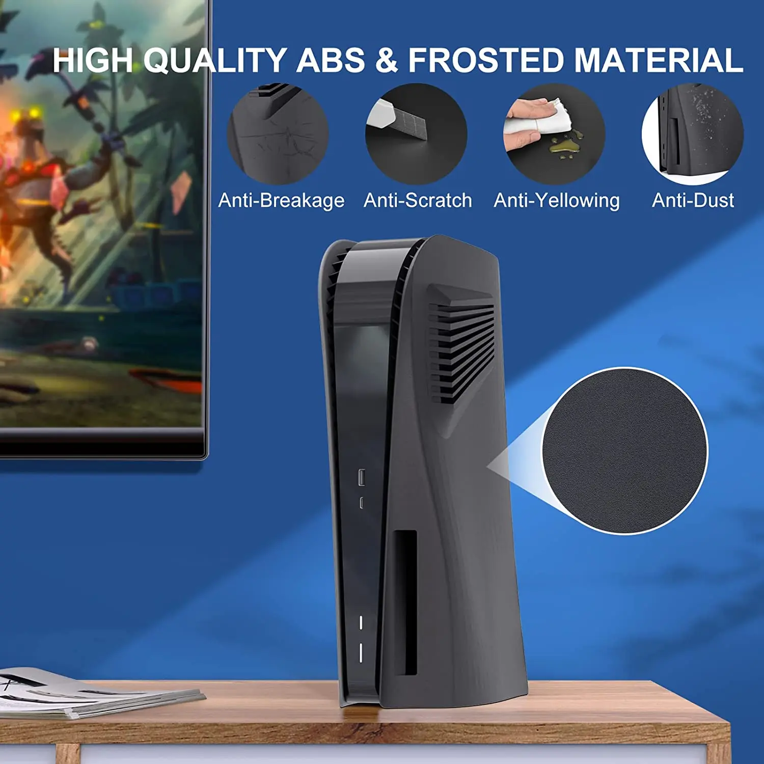 Ps5 Frontplatte Ersatz Seitensc halen abs Gehäuse abdeckung mit Kühlentlüftungs-Frontplatte für Playstation 5 Disc Edition hart stoßfest – Detail 7