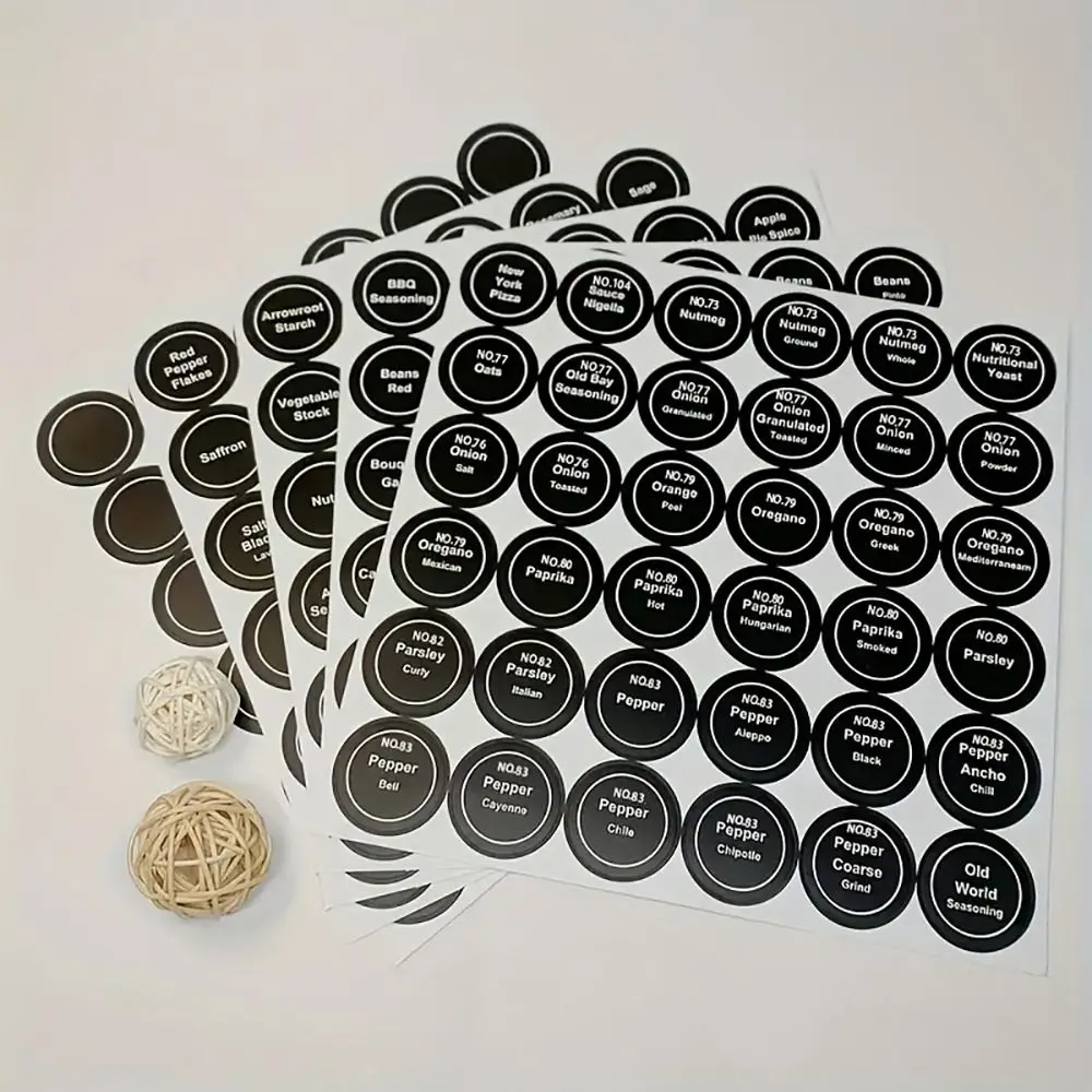 5 Sheets 180Pcs/set Blackboard Chalkboard Spice Labels Kitchen Storage Organizer Round Mason Jars Tags 3.5cm Blank