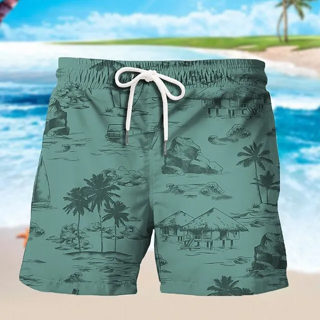 

3D Printed Mens Shorts Men Clothes The Sketch Graphic Beach Pants Drawstring Mesh Lining Elastic Spring and Summer
