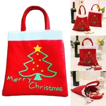 Candy Bag Creative Fuuny Red Merry Chrismas Candy Bags Pouch Mini Handbag Christmas Decoration For Home Party New Year Kids Gift 2