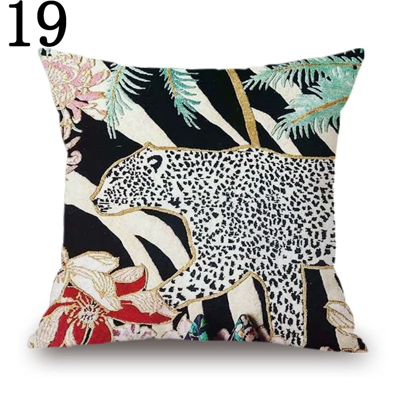 Nordic Modern Sofa Throw Cushion Cover Forest Animal and Girl Illustration Pillow Cover 45x45cm Cotton and Linen Pillowcase images - 6