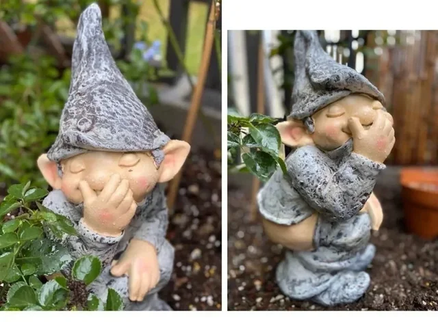 Naughty Garden Gnome Funny Lawn Ornament - 12CM Resin Dwarf For Indoor & Outdoor Decor
