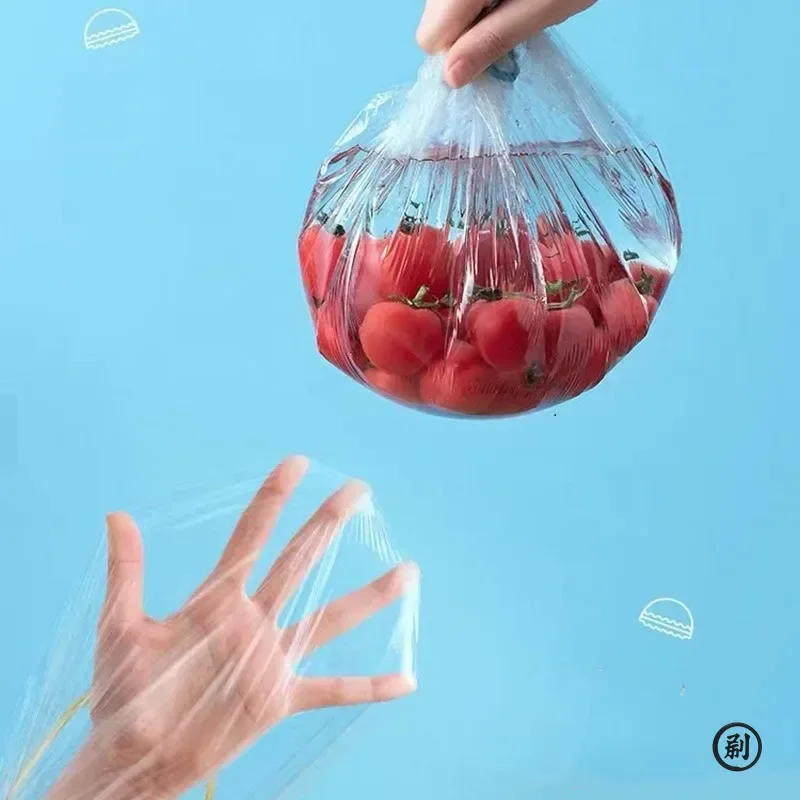 Elastic 100 Pcs Food Covers, Disposable Plastic Bowl Lids for thumbnail 5