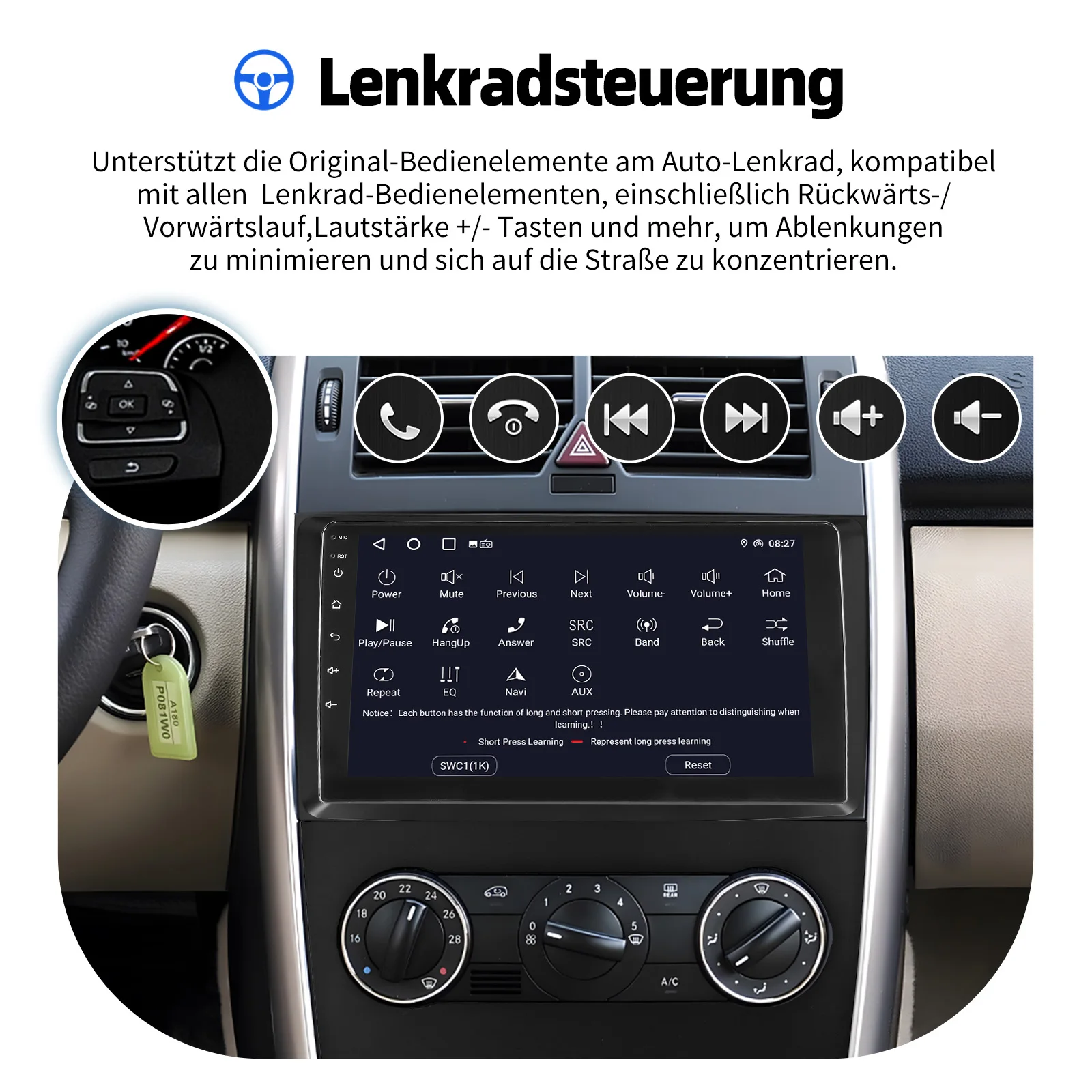 ESSGOO Autoradio Android 15 9" 4+64 GB / 2+32 GB für Mercedes-Benz A/B-Klasse W169 W245 GPS Navigation RDS WiFi Wireless CarPlay Bluetooth Auto-Radio FM Lenkradsteuerung Android Auto CANBUS Touchscreen – Detail 5