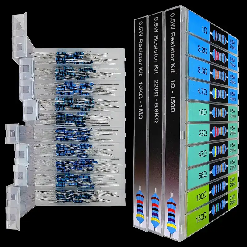 1/2W 30 Values 600pcs Resistor Kit, 1 Ohm-1M Ohm 1% Metal Film, Individual Compartment, Assorted Set for Electronics - Image 3