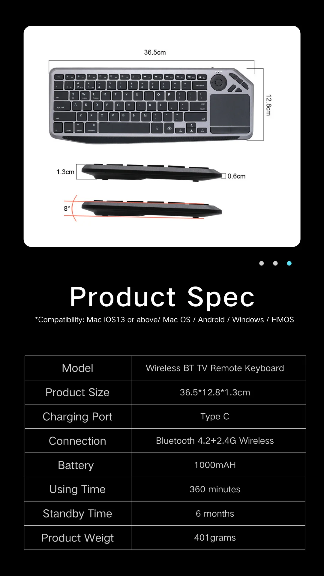 bluetooth teclado com touchpad para smart tv tablet computador portátil