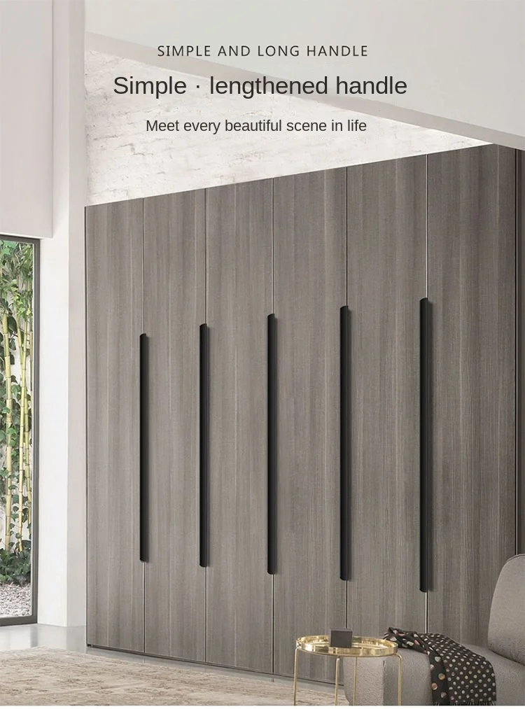 Description Picture 2 of itemAluminum Alloy Modern Style Finger Edge Wardrobe Pulls Hidden Furniture Drawer Handles Kitchen Cabinet Door Black Handle