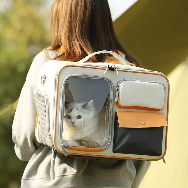 cat bag Cats Backpack transporter for cats Double shoulder pet backpack, crossbody bag,15KG can withstand weight,large space 3