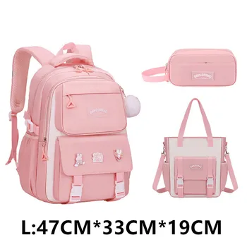 3 Pcs/Set School Bag for Girls Children Backpack Schoolbag Teenage School Child With Lunch box Pencil Case Kids Book Bag 2024 1