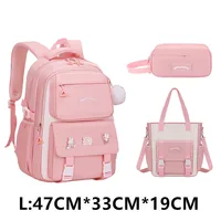 3 Pcs/Set School Bag for Girls Children Backpack Schoolbag Teenage School Child With Lunch box Pencil Case Kids Book Bag 2024 1