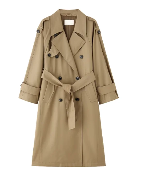 

Women's Clothing High quality Classic large lapel double-breasted mid-length windbreaker coat Autumn Winter New 168