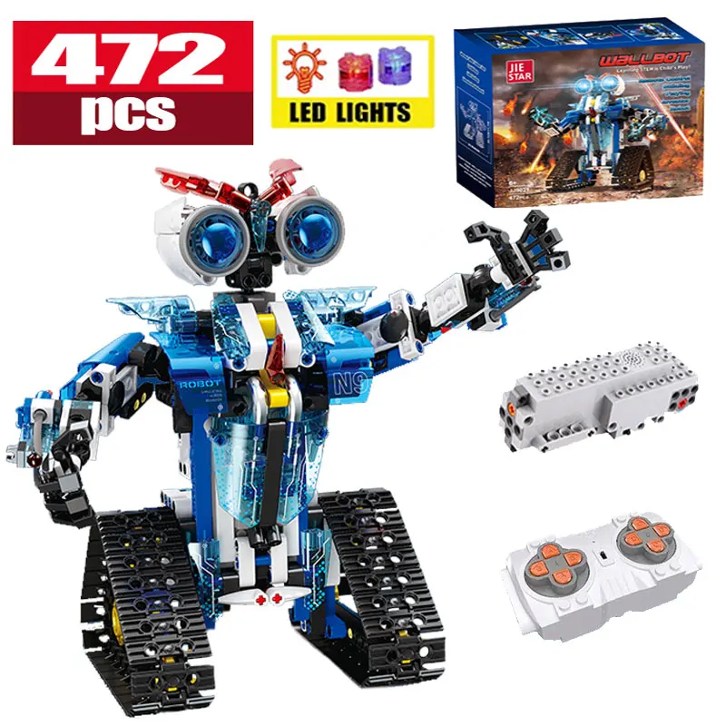 

472Pcs LED Technical Intelligent Creative Cool Robot Remote Control Building Blocks Bricks Electric Robot Toys For Kids Gifts