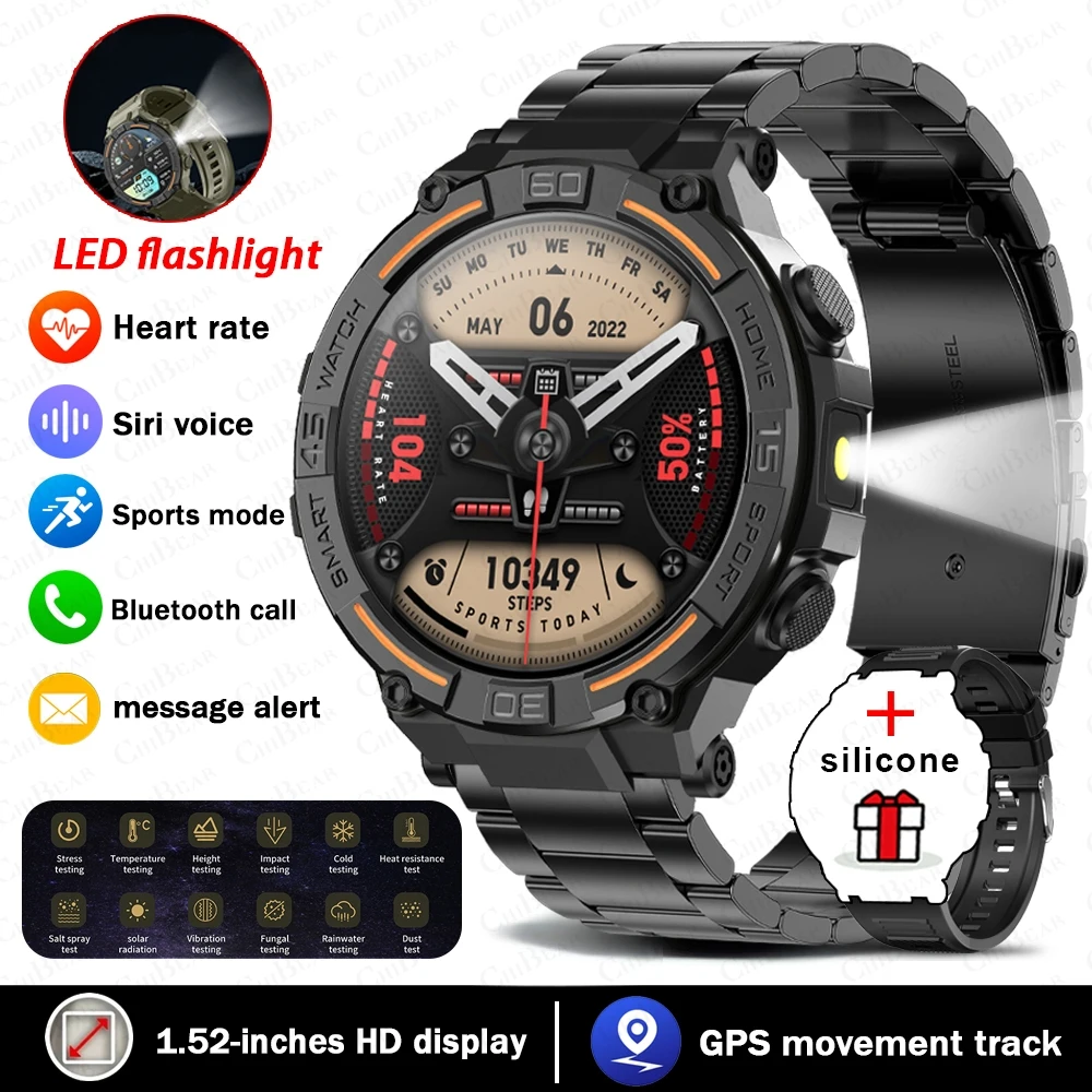 Military Smartwatch 360 HD Screen Waterproof BT Call Heart Rate Tracker Fitness - 第 5/8 張圖片