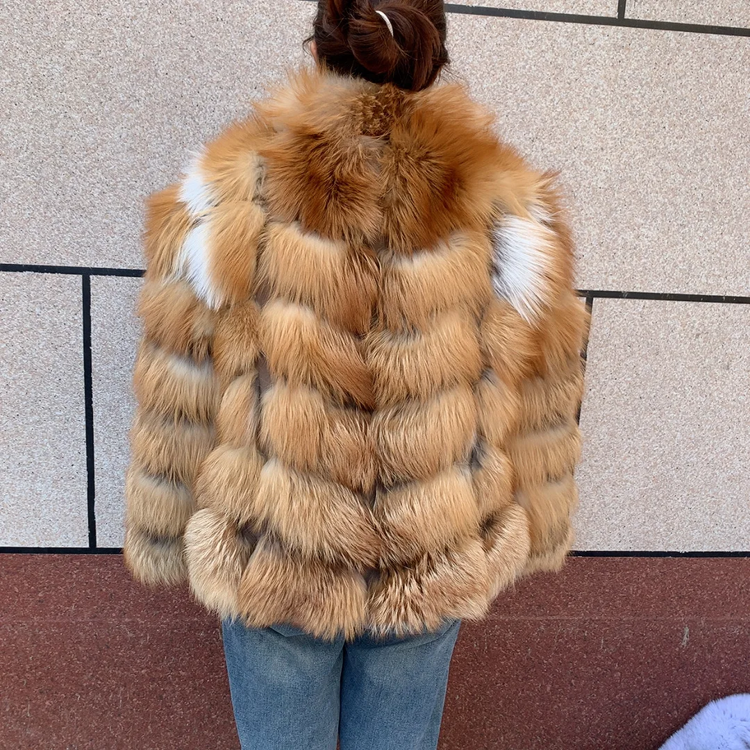 HUA QIU MEI SI Fox Fur Jacket Back View