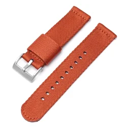 Durable Nylon Watch Strap with Stainless Steel Buckle and Quick Release System - 22mm (Orange silver)