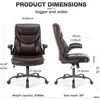 High Back Ergonomic Executive Desk Chair Mobile PU Leather Flip-Up Armrests Computer Chair Brown Office Backrest Furniture 2