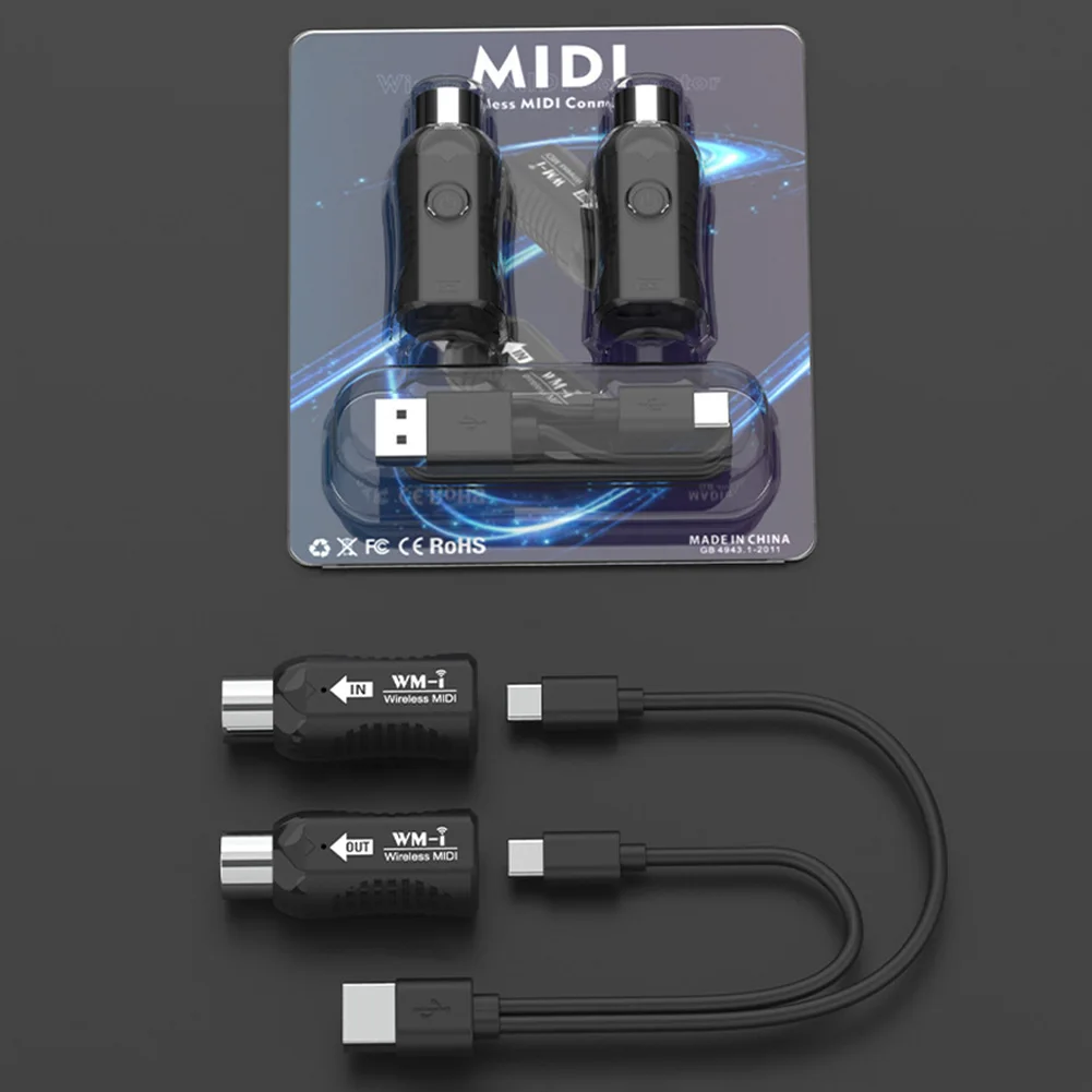 Mini Wireless Transmission MIDI System Plug and Play Support MIDI Wireless Guitar System Ultra Low Latency for Electric Guitar