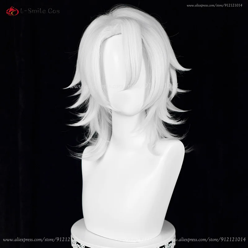Hohe Qualität Uzui Tengen Cosplay Silber Weiß 35 cm/40 cm Anime Uzui Tengen Cosplay Perücke Hitzebeständige Synthetische haar Party Perücken – Detail 8