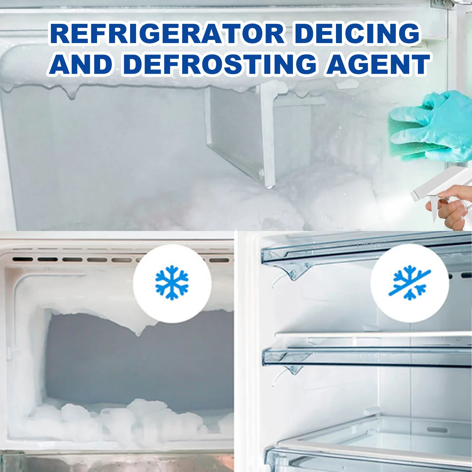120ml Car Glass De Icing Antifreeze Refrigerator Freezer Defrost Effective Fast Snow Melting De Icing Agent with Plastic Shovel