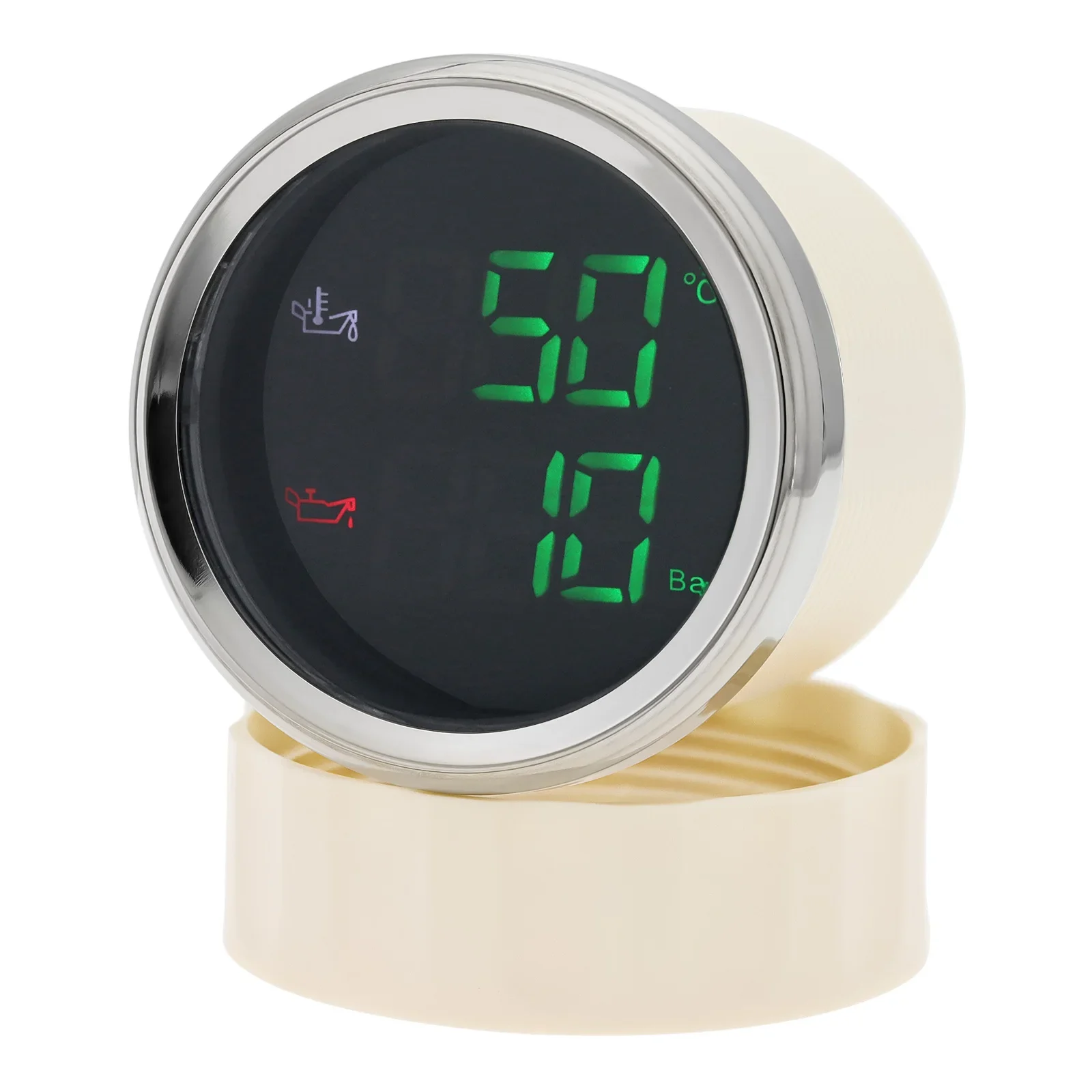 Digital Display Gauge Automotive Gauge Digital 2 IN 1 Oil Temperature+Oil Pressure Gauge 52mm Gauge with Oil Press/Oil Temp Sensor for Car Boat 12V 24V