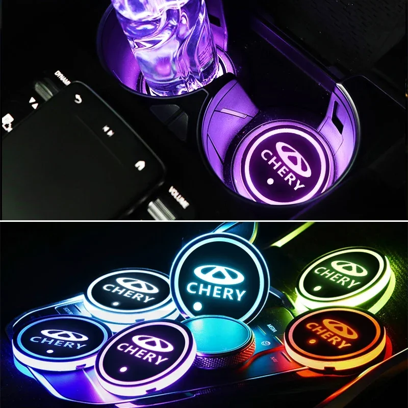 Auto Led Water Cup Groove Mat Sottobicchieri Luminosi Per Chery Tiggo Blossom Fulwin Qq Tiggo 3 5 T11 A1 A3 A5 7 3X 5X Accessori Per Auto