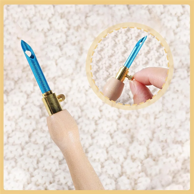 23Pcs Punch Needle Kit, Wooden Punch Needle Set Adjustable For Adults Beginner Embroidery Durable