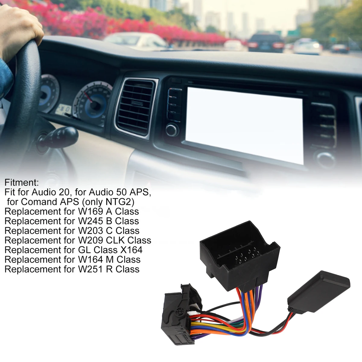 Bluetooth 5.0 Radio Aux Cable 16 Pin for Mercedes W169 W245 W203 W209 W164 Bluetooth AUX Adapter Wireless Bluetooth AUX Cable