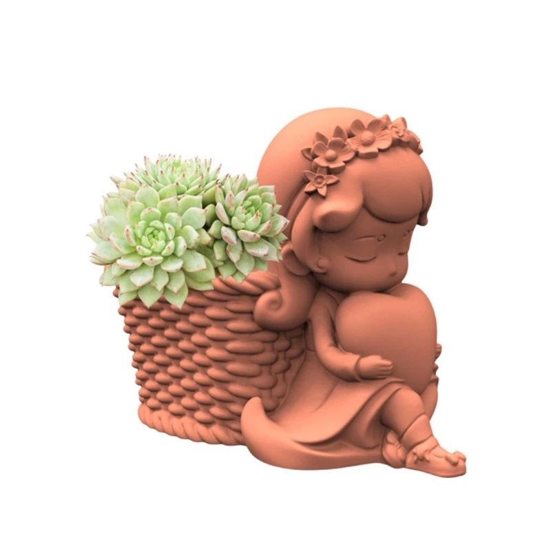 

Q0KE Versatile Silicone Mold Concrete Molds Silicone Casting Mold Girl Vase Mold Clay Moulds for Vases Pen Holder Craft