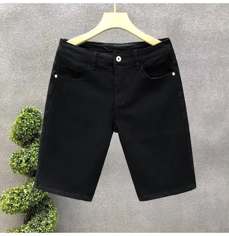 Summer Casual Denim Shorts Men Knee Length Straight Slim Classic Jeans Shorts