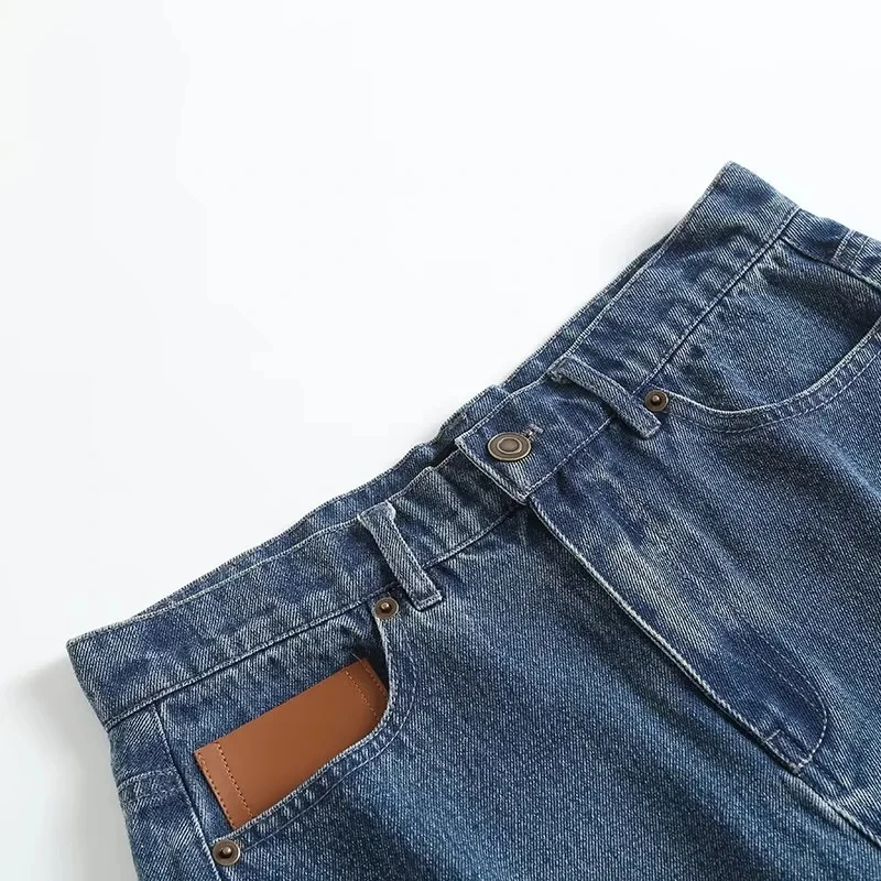 Withered 2024 American Vintage Solid High Waist Harem Denim Shorts Women Mom Bermuda