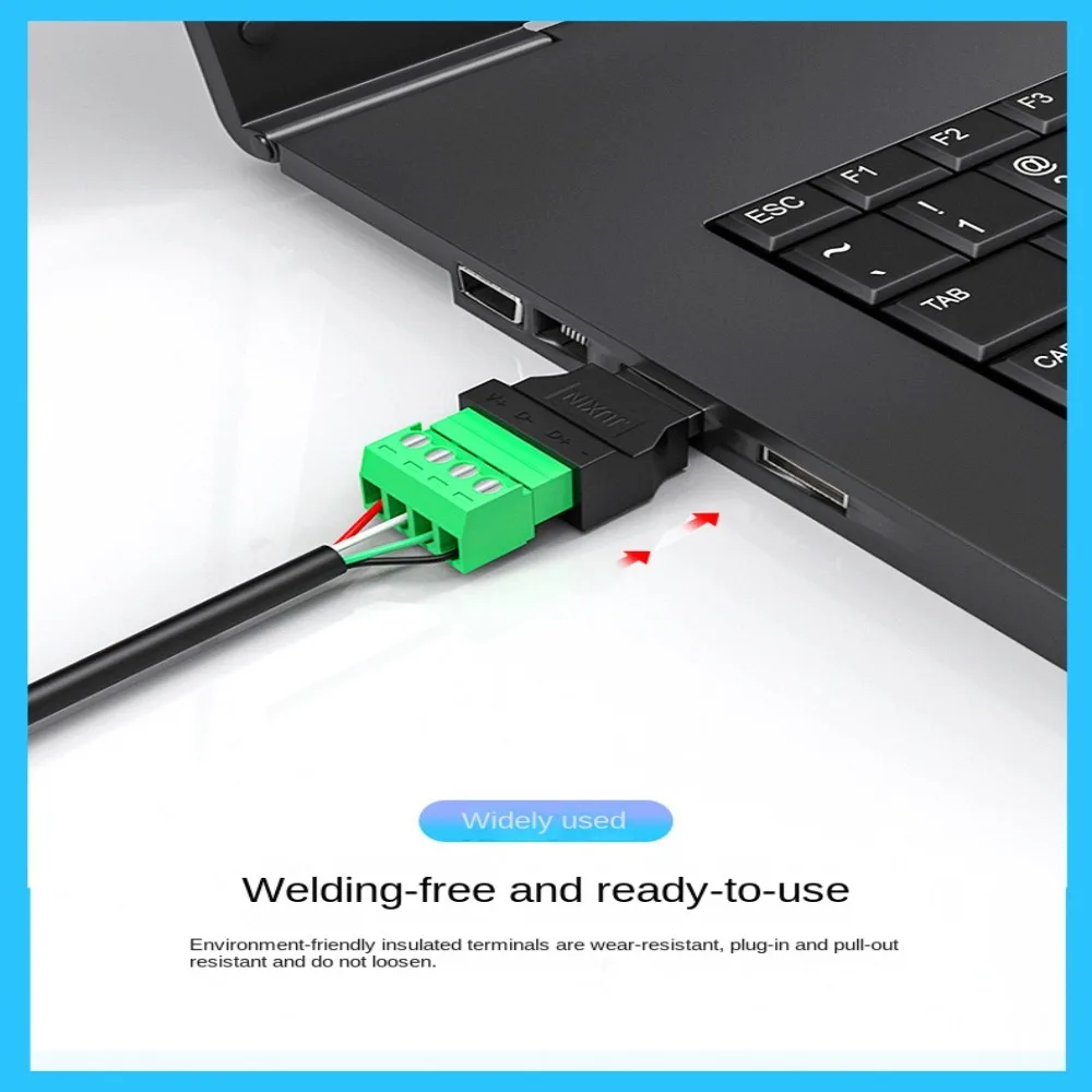 Type A USB Connector Adapter – 4-Pin Male/Female Plug with Terminal Connections