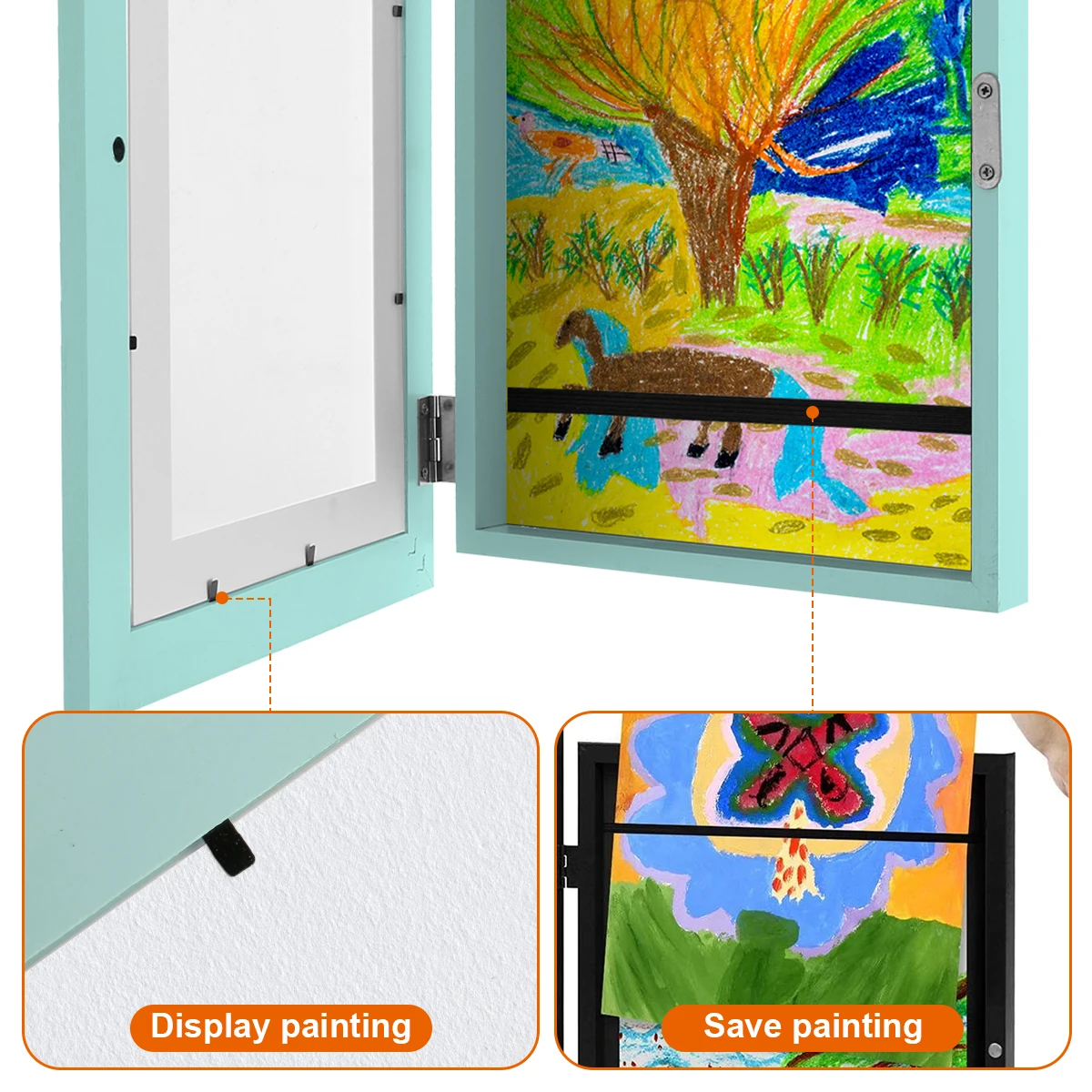 Cadre photo en bois avec sangle de partenaires, cadre d'art pour enfants,  A4, ouverture avant, horizontal et vertical - AliExpress, image size:1200x1200