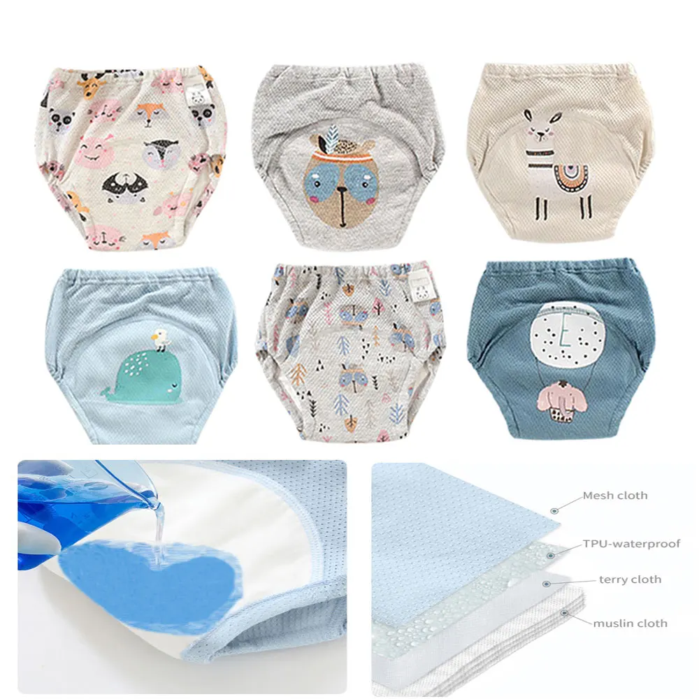 

12pcs/lot Baby Cotton Training Pants Panties Waterproof Cloth Diapers Reusable Toolder Nappies Baby Training Underwear Shorts