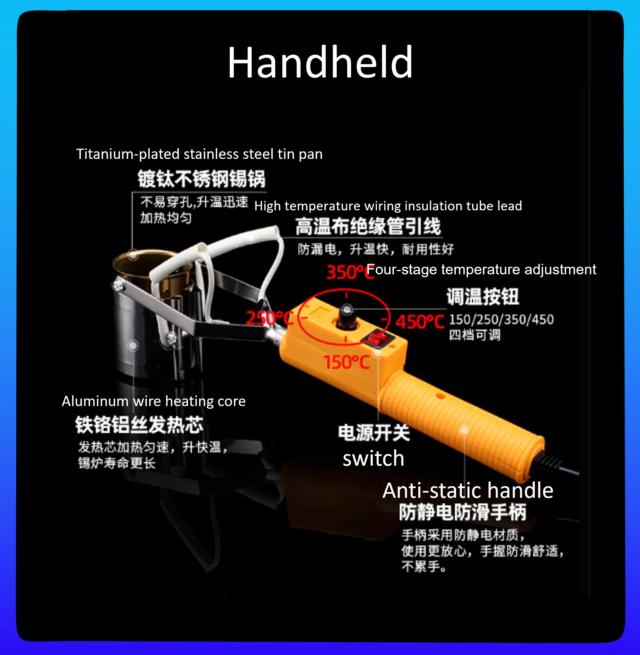 Electric Portable Solder Furnace For Casting Heads Lead Tin Indium Soldering Tools Using Stainless Steel Solder Pot