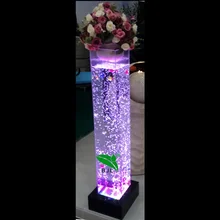  luxury modern changing aquarium water bubble lamp flower pillar home decor 