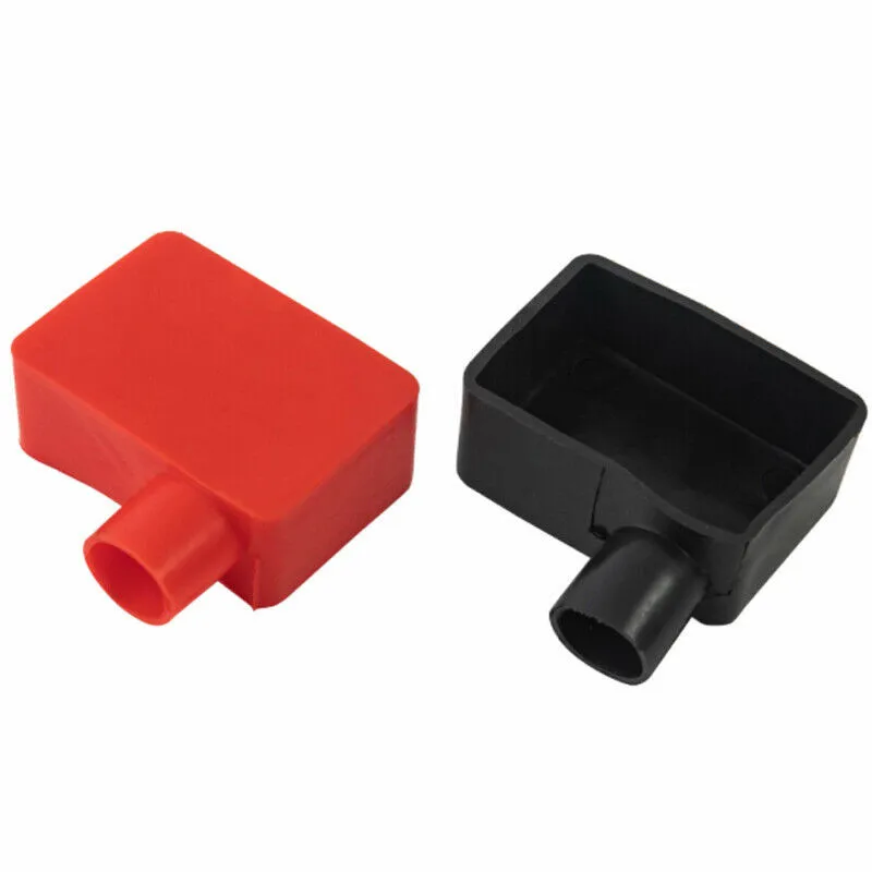 Car Battery Terminals Protector Cover Black & Red Rubber Negative