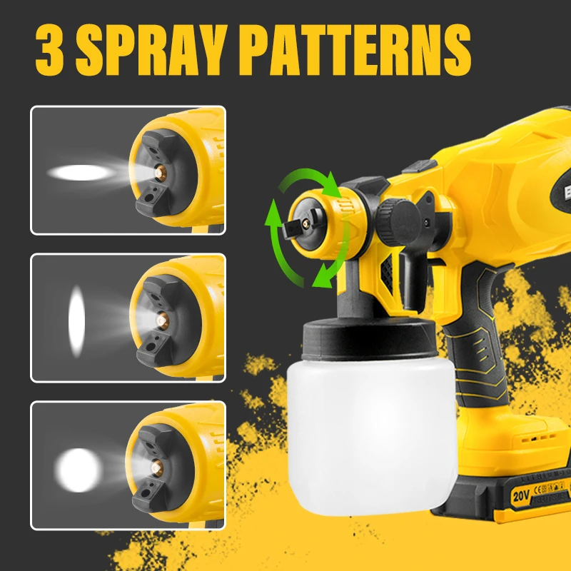 800ML Cordless Spray Gun 3 Spray Patterns High Power HVLP Electric Paint Sprayer for Painting Ceiling Walls Door Power Tools paint sprayer