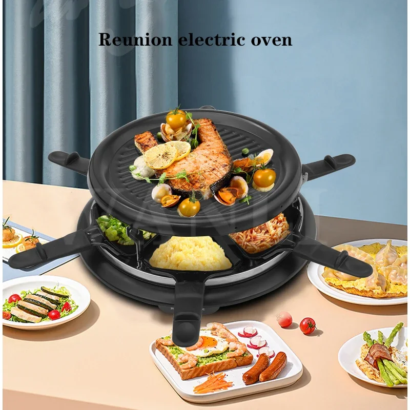 Barbecue Machine Double Layer Korean Cuisine Barbecue Grill 220V/900W Electric Round Barbecue Machine Grilled Cheese Corn Pan 4