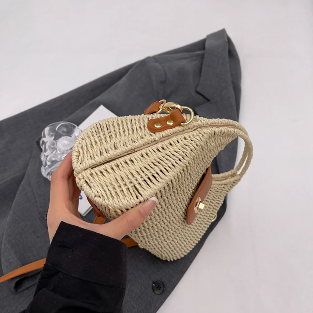Women Messenger Bags Woven Shell Summer Top-Handle Bags Handmade Fashion Holiday Casual Lady Straw Bag