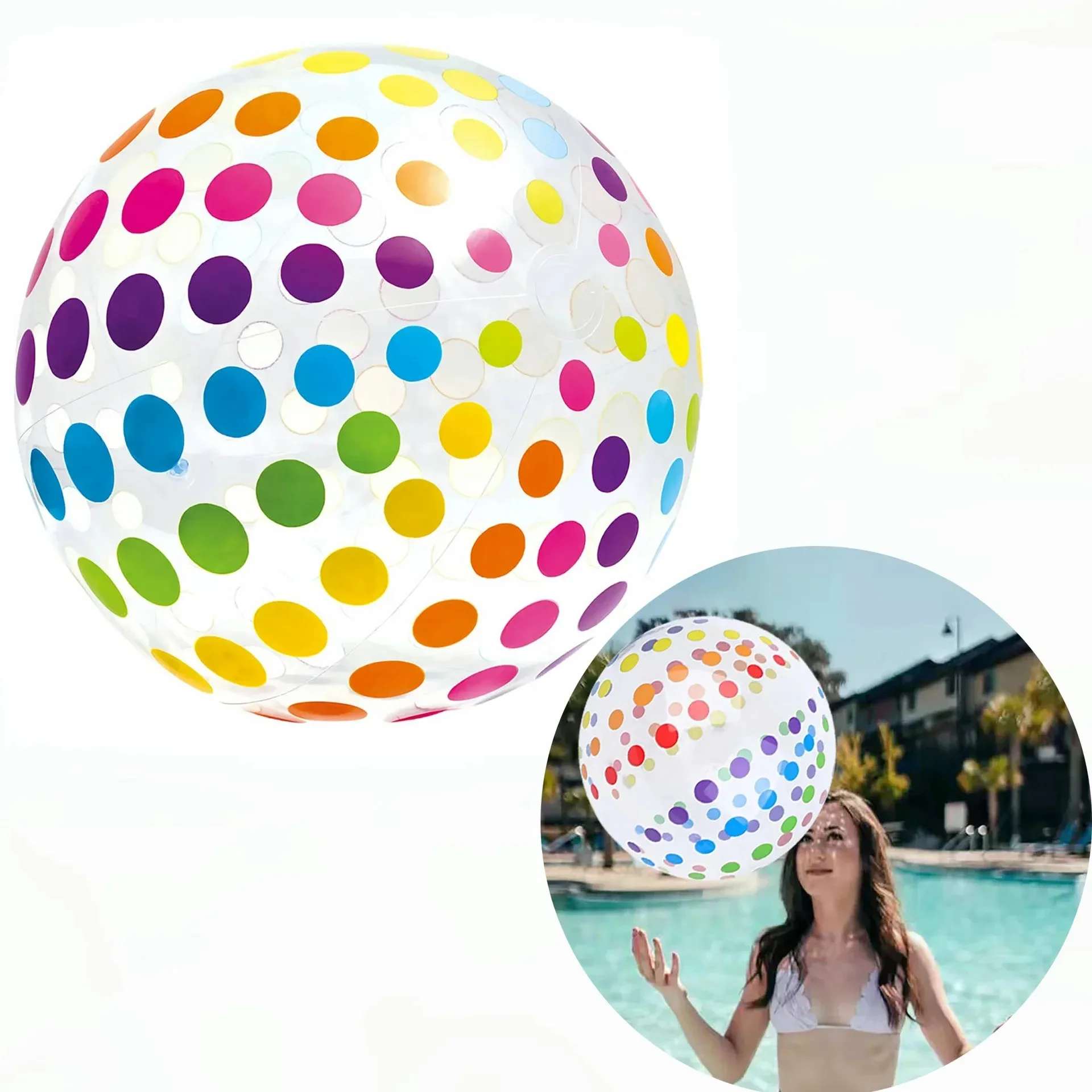 1pc Transparent Colorful Stripe Inflatable Beach Balls PVC Pool Toy for Birthday Party Supplies Hawaiian Summer Decor Water Toys