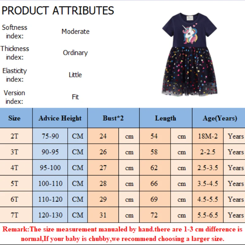 1-7Y Girls Dress Toddler Short Sleeve Mesh Tunic Princess Summer Dresses For Kids Cotton Unicorn Casual Girls'Daily Clothes