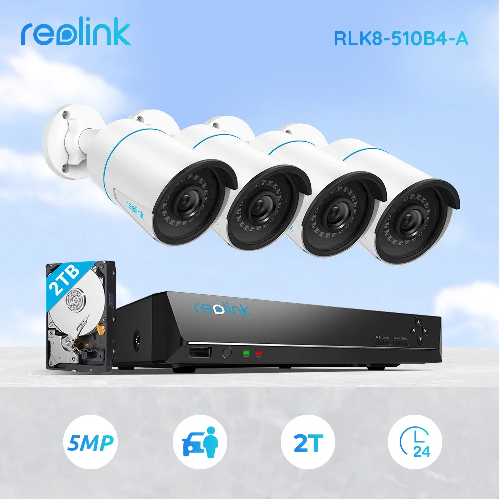Reolink smart security camera system poe 5mp 24 7 recording built in 