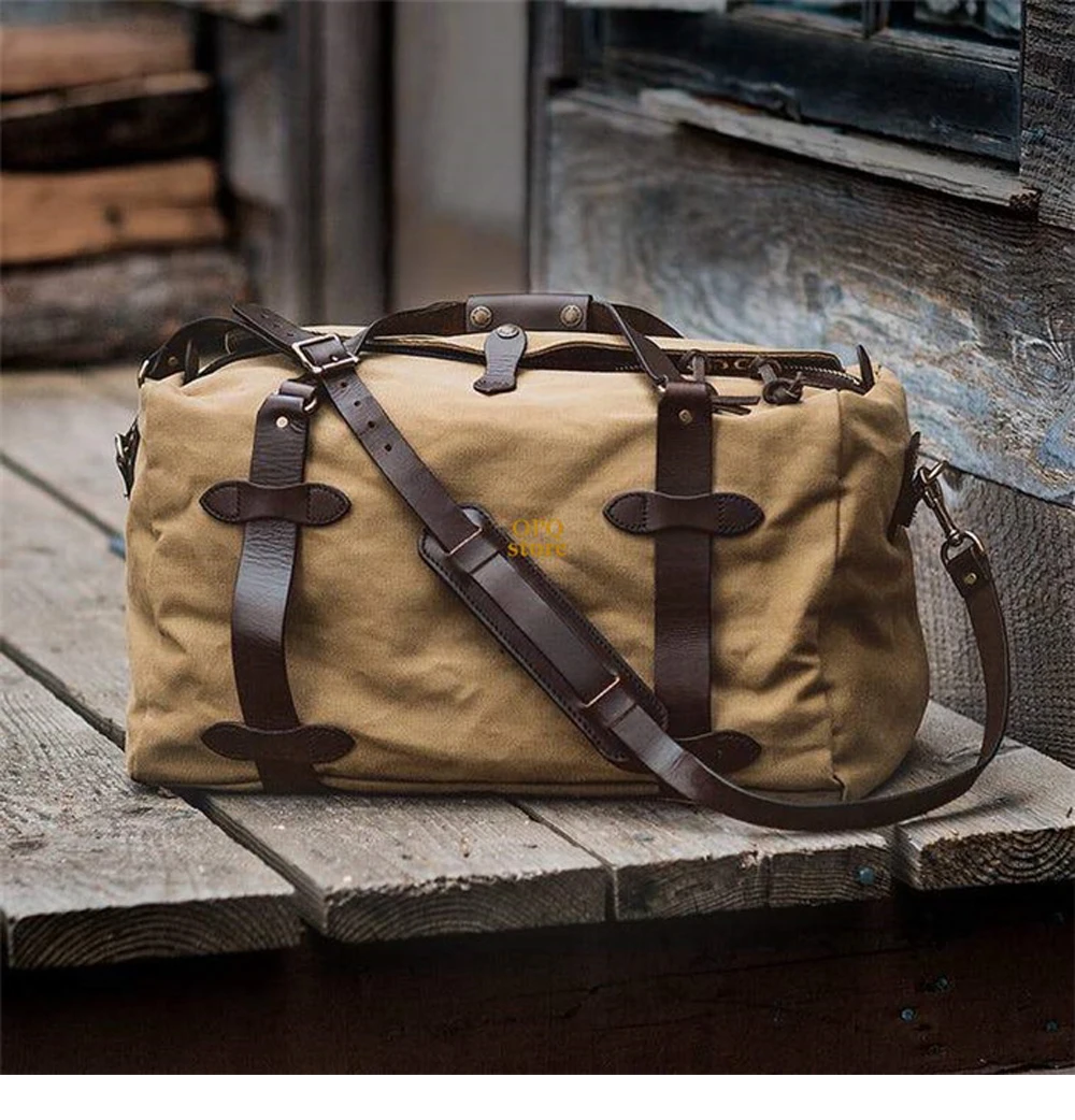 Tailor Brando 70220 High Quality 22oz Heavyweight Waterproof Oil Wax Canvas Travel Bag YKK Zipper Size 43*25*26 Classic Handbag 5