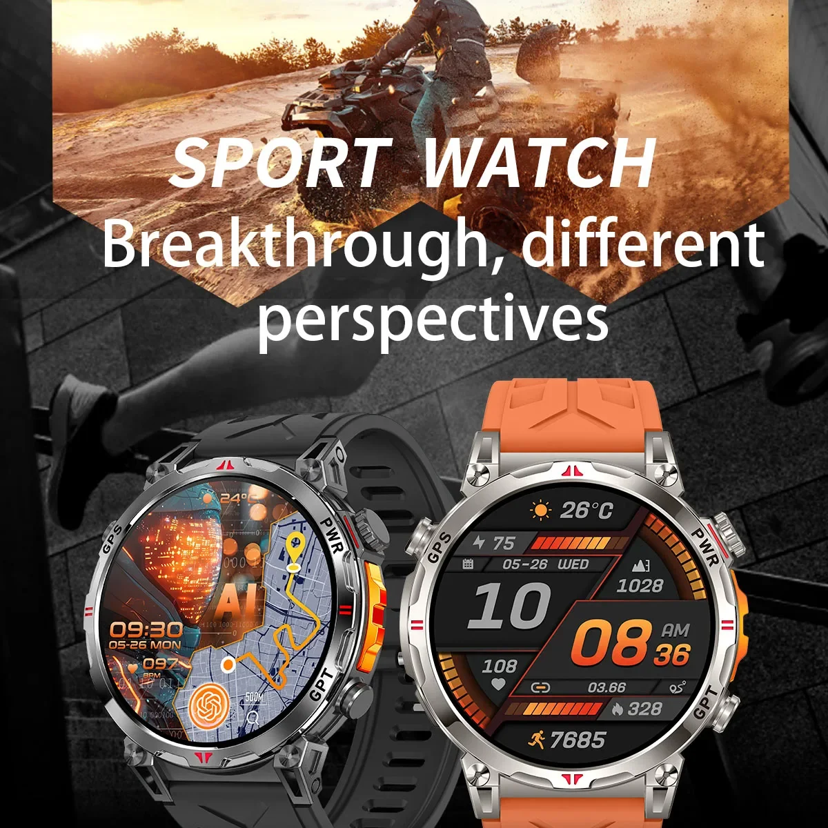 Smartwatch GPS con Bussola, Monitoraggio Frequenza Cardiaca e Ossigeno nel Sangue, Fitness Tracker Impermeabile per Sport, Chiamate Bluetooth - immagine 2