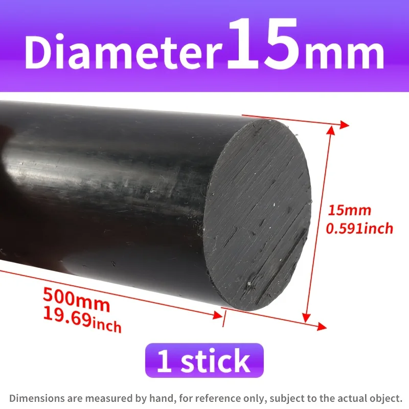 High-Density PA6 Nylon Rod 15/20/25/30x500mm, Wear-Resistant for Auto/Gears/Bearings/Cleaner