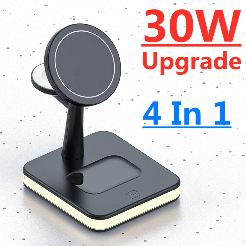 30w 3 In 1 Wireless Charger For Macsafe Iphone 12 13 Pro Max