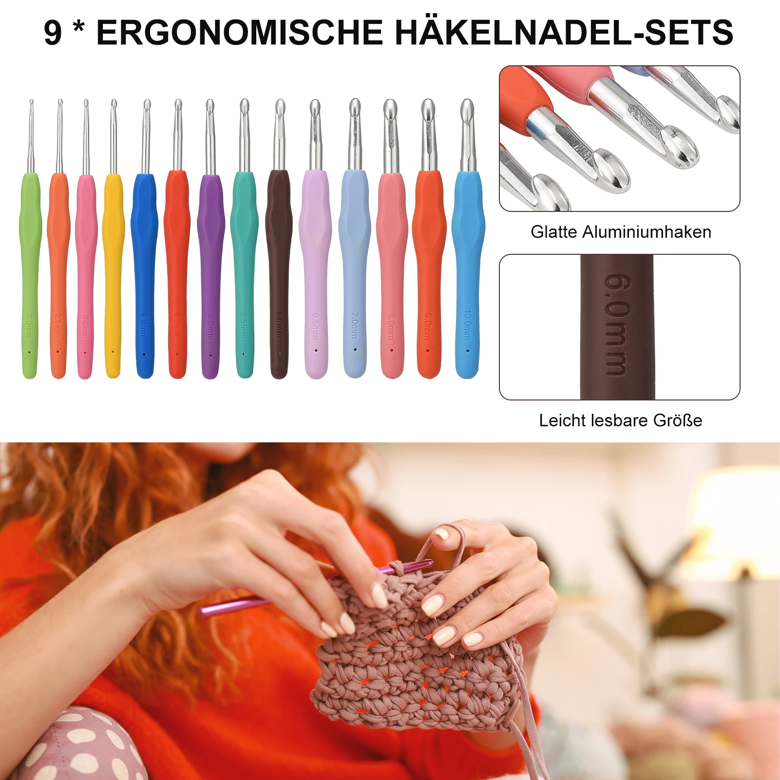 1 Set DIY-Häkelset für Anfänger, mit Wolle, Tasche, Häkelzubehör, Strickset, praktisches Häkelnadel-Set (optional) – Detail 27