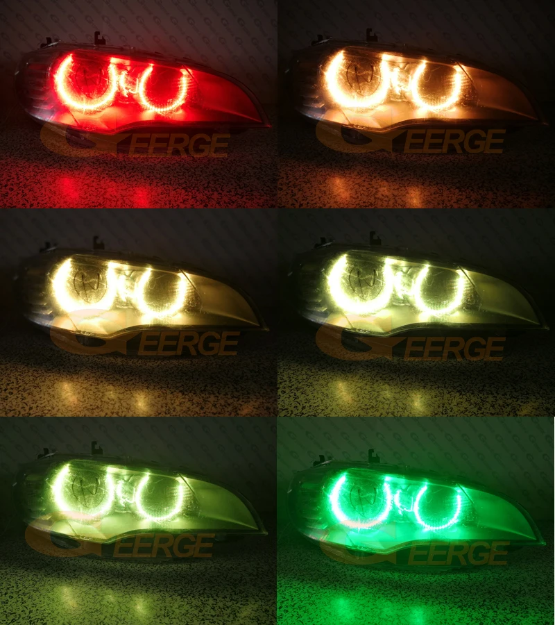 BMW X6 E71 E72 2008-2014용 데이라이트 블루투스 앱 다채로운 색상의 초고휘도 RGB LED 엔젤아이즈 헤일로 링